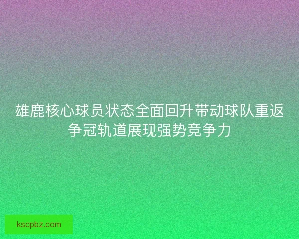 雄鹿核心球员状态全面回升带动球队重返争冠轨道展现强势竞争力