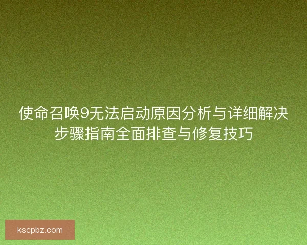 使命召唤9无法启动原因分析与详细解决步骤指南全面排查与修复技巧
